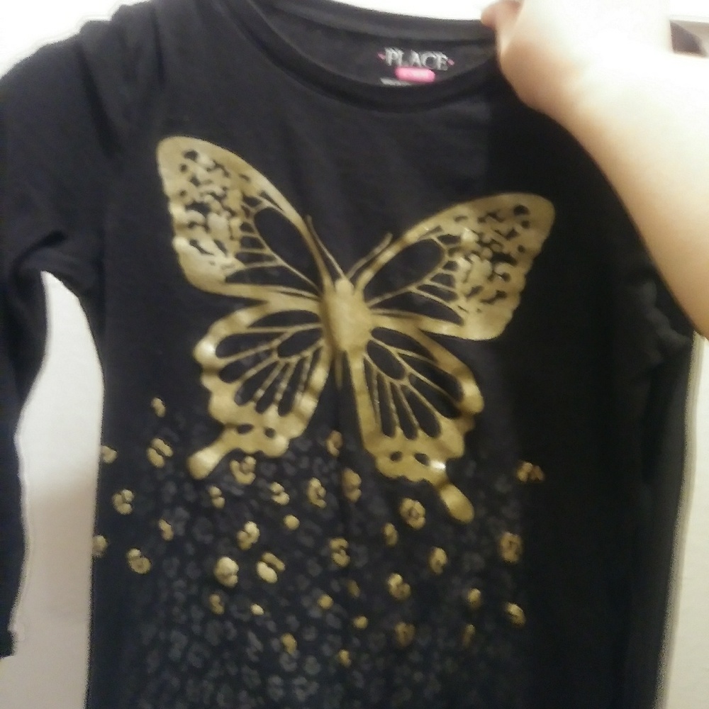 Long sleeve girls butterfly shirt